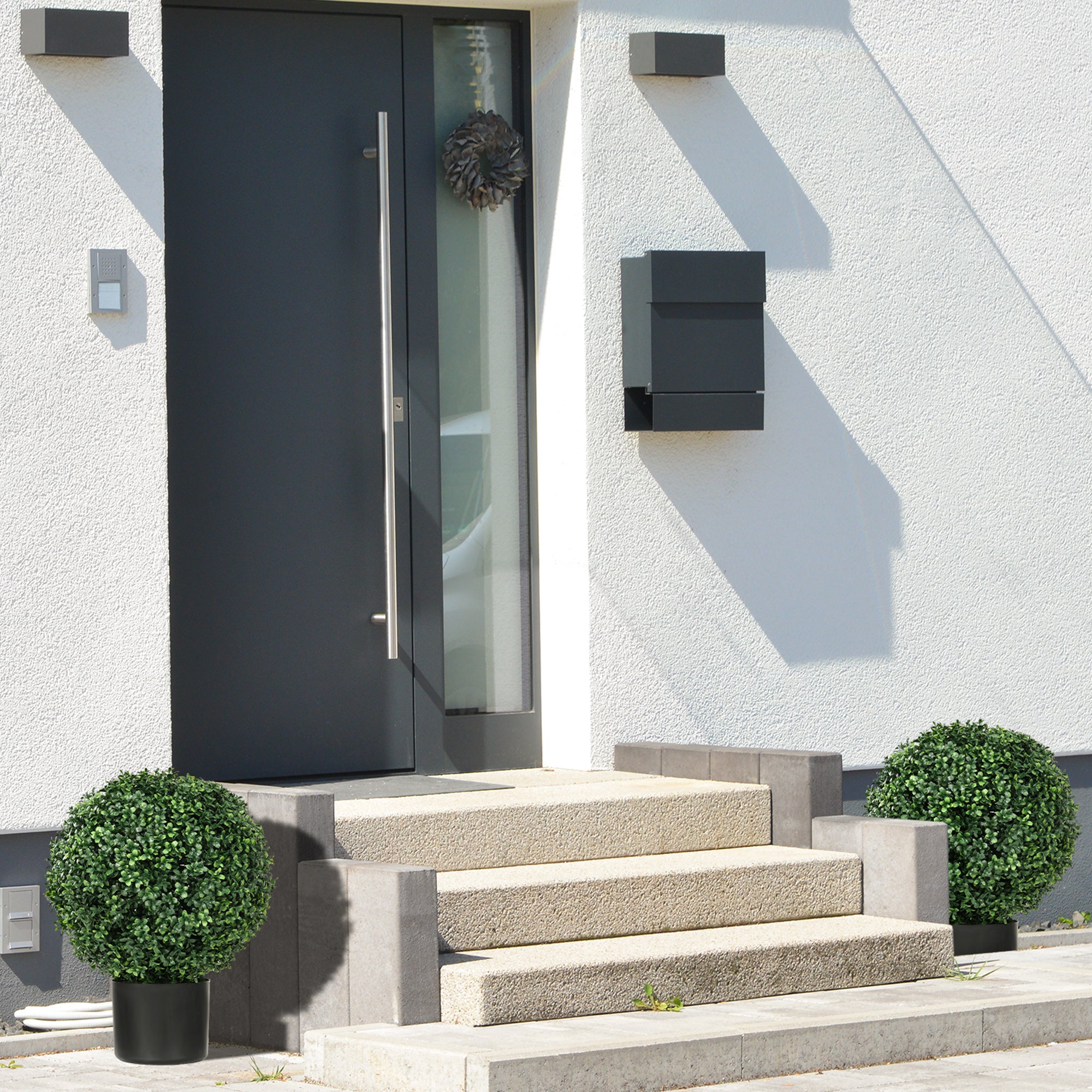 Artificial Plants, UV-resistant Boxwood, 52 cm, Green