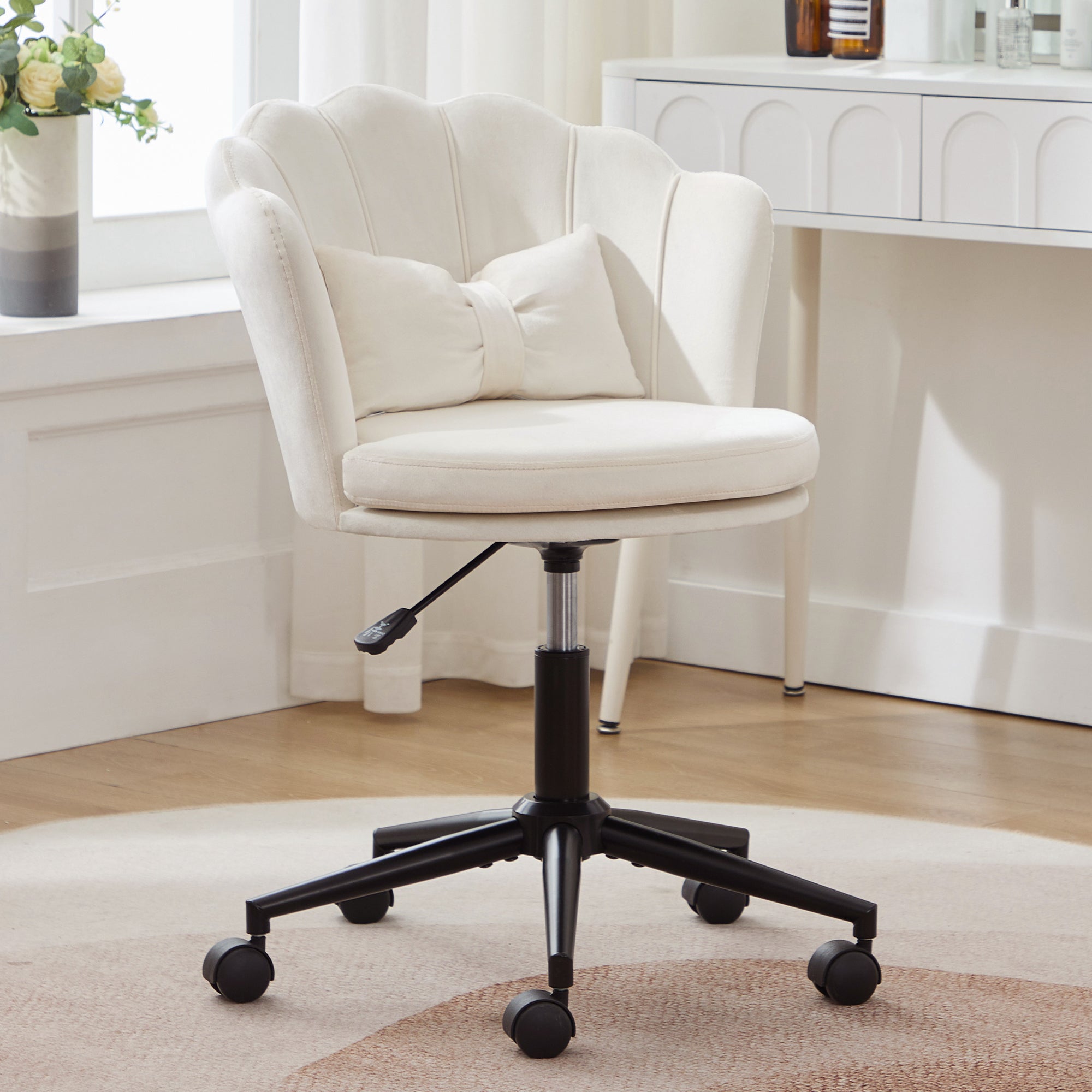 Dressing Office Chair, Petal Back Butterfly Lumbar Height Adjustable, Soft Cushion