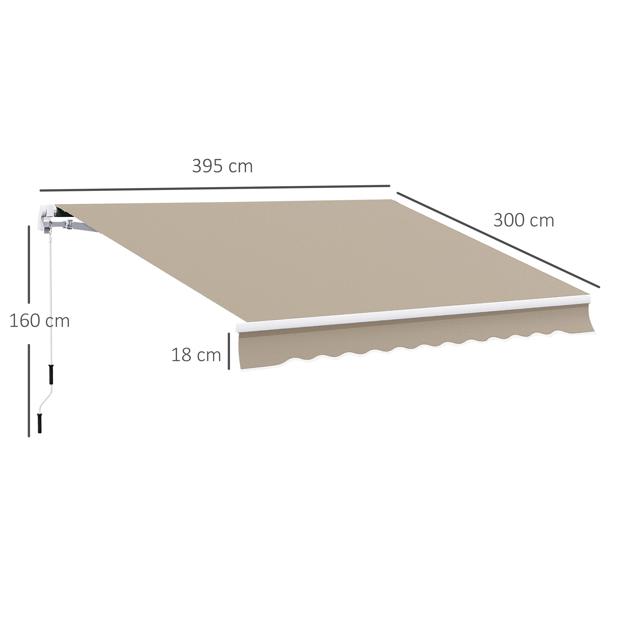 Aluminum Folding Arm Awning 3.95m Sun Protection - Beige