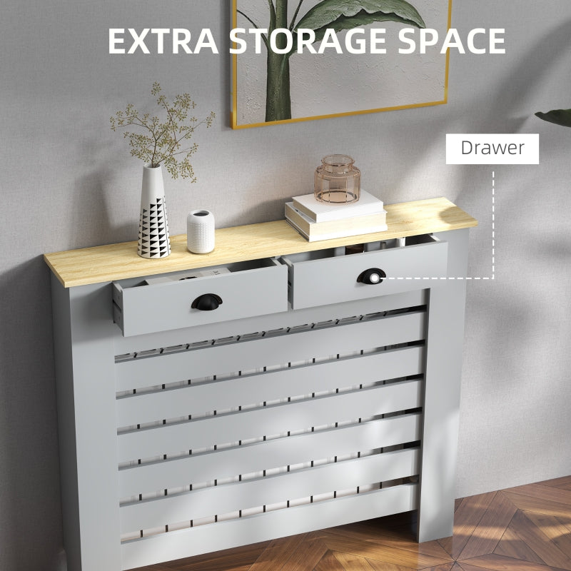 Radiator Cover with Drawer, 95.5H x 111Wcm, Grey