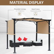 Outdoor Retractable Pergola Garden Gazebo Adjustable Side Canopy Overhead Sun Shade Steel Khaki