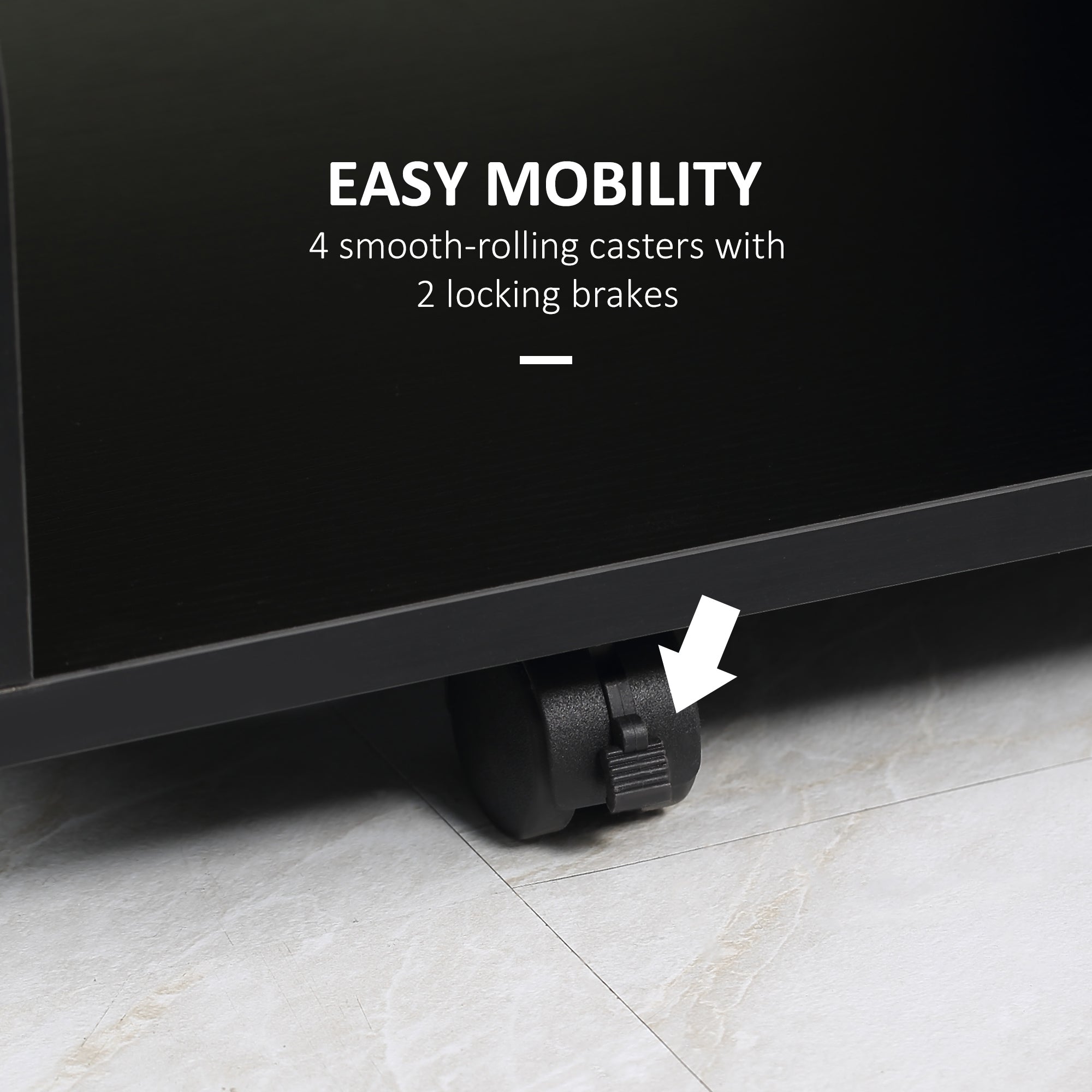 Multi-Storage Compact Work Desk with Wheels, Black