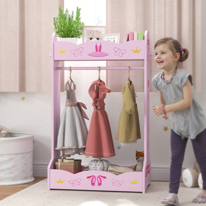 Kids Clothes Rail, Two Shelves 3-8 Years, Pink