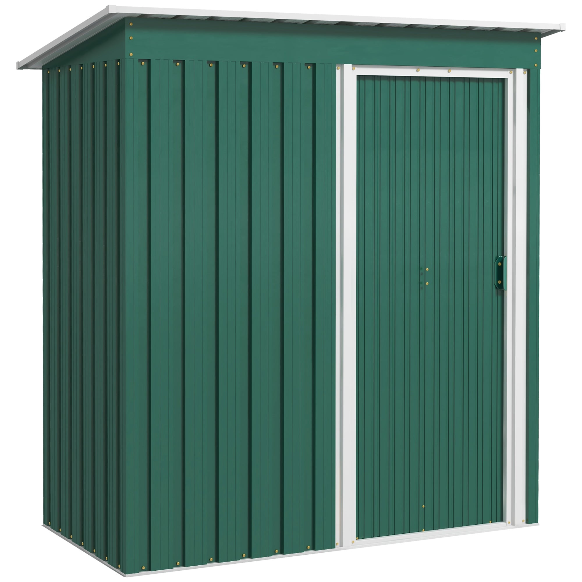 Garden Storage Shed with Sliding Door and Sloped Roof, Green