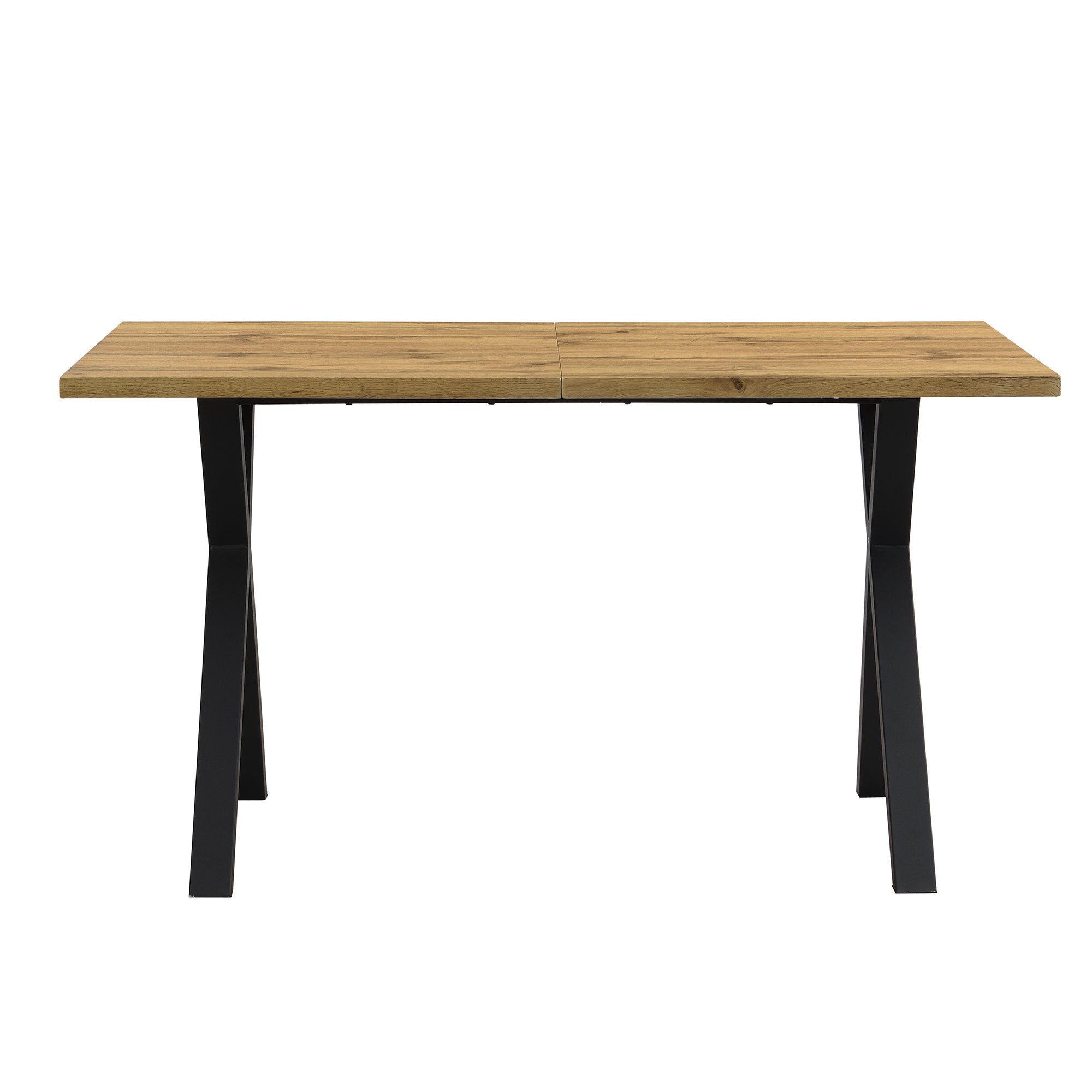 Dining Table Rectangular Crossed Legs 140x80x76cm - Oak/Black