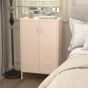 2 Door Metal Storage Cabinet with 2 Adjustable Shelves, Pink
