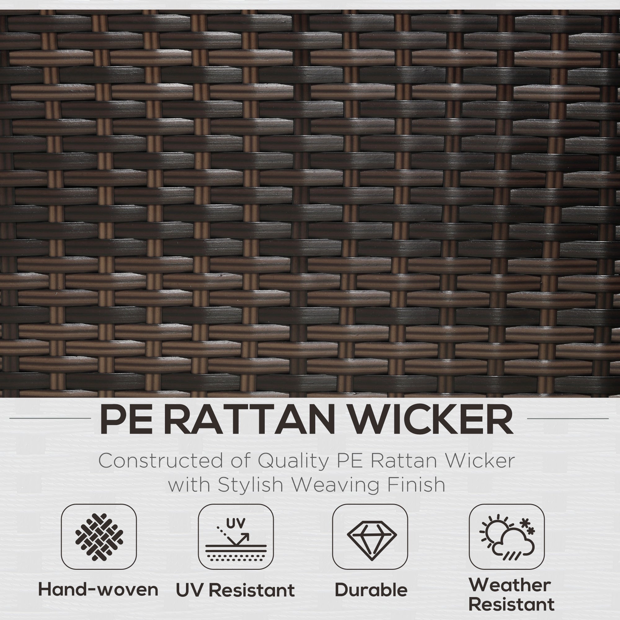 3 Pieces Garden Sofa Set, 4 Seater Corner Sofa with Reclining Sun Lounger & Storage Table, Brown Rattan