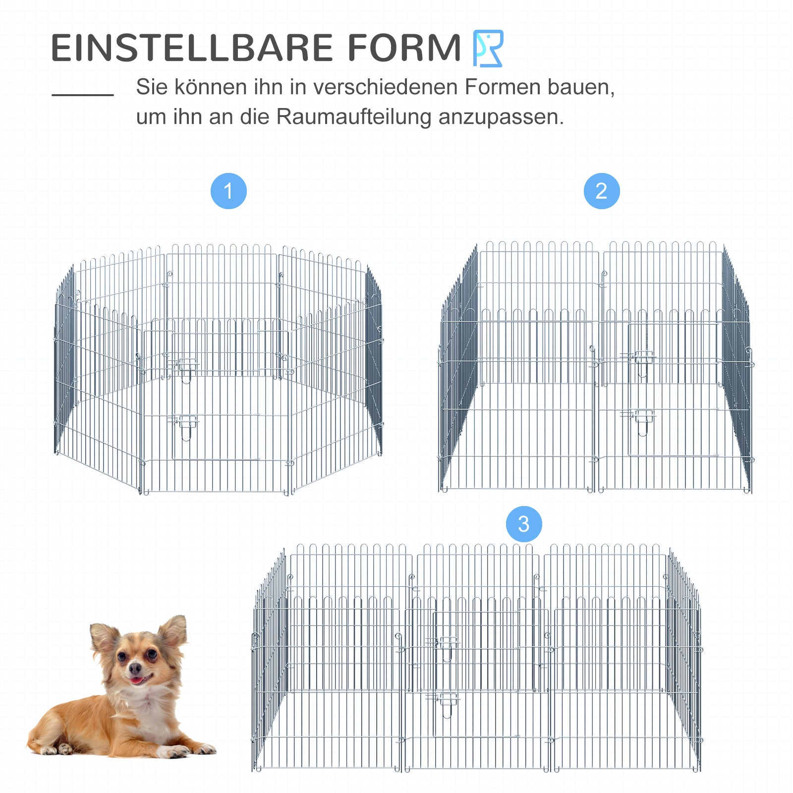 Puppy Run Playpen 8-Piece 63x76cm Safe Stable Metal