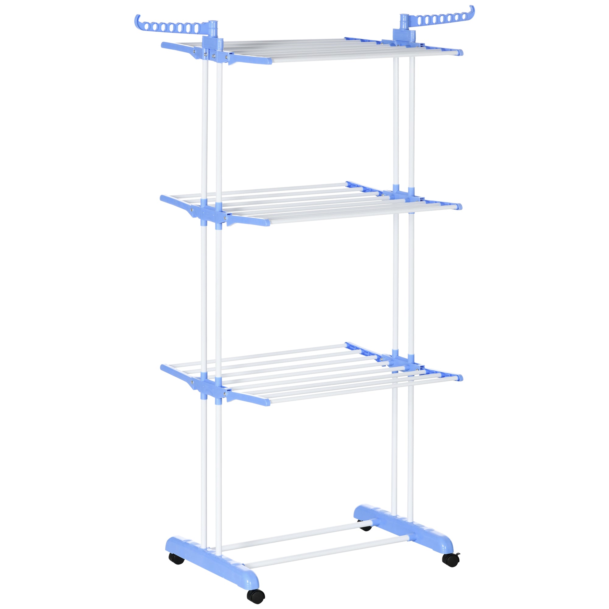 Clothes Dryer Tower, Extendable 4 Levels with Wheels, Steel Blue