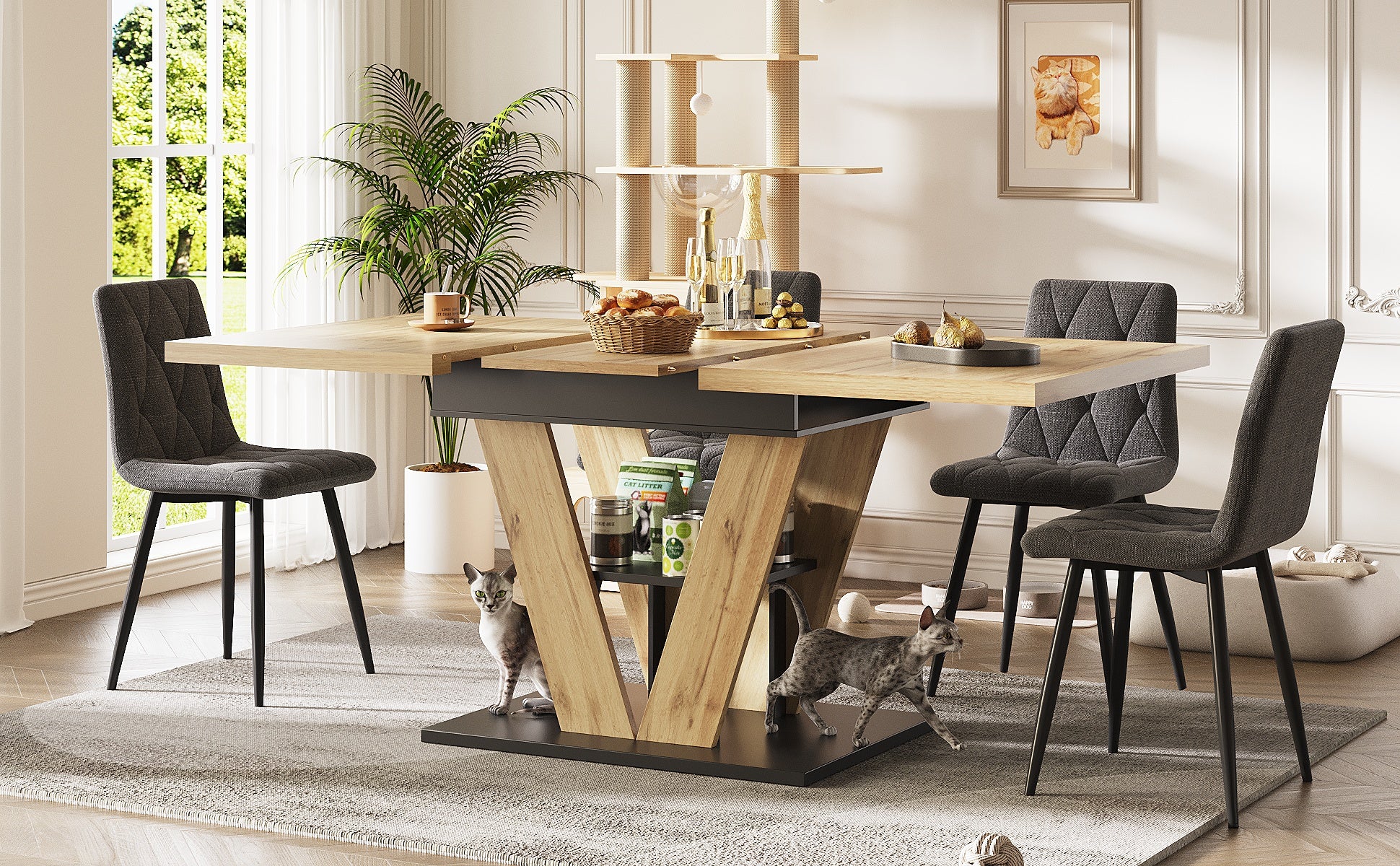 Extendable Dining Table 110(140)x80cm - Wood Grain