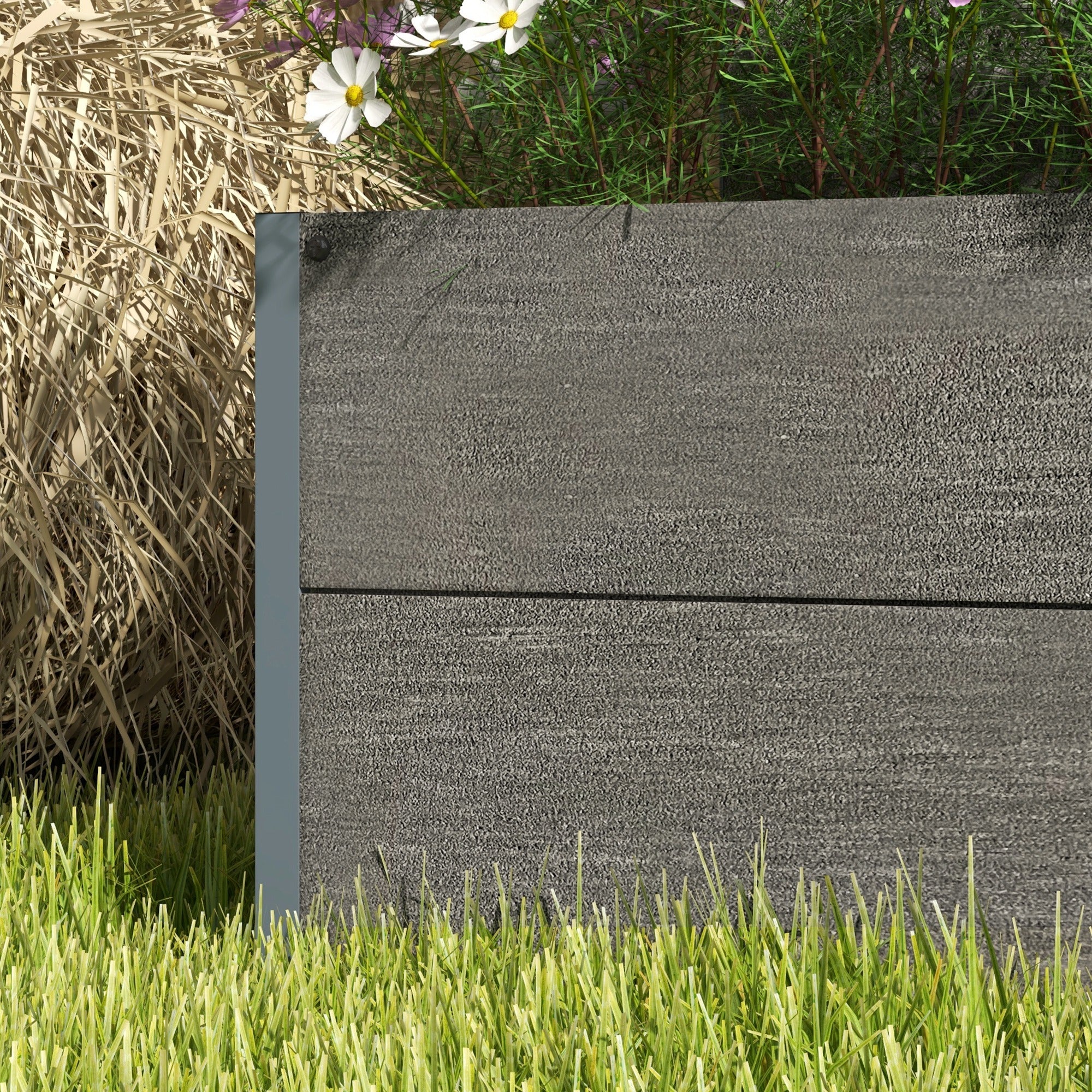 Garden Planter Box with Back Trellis, Grey