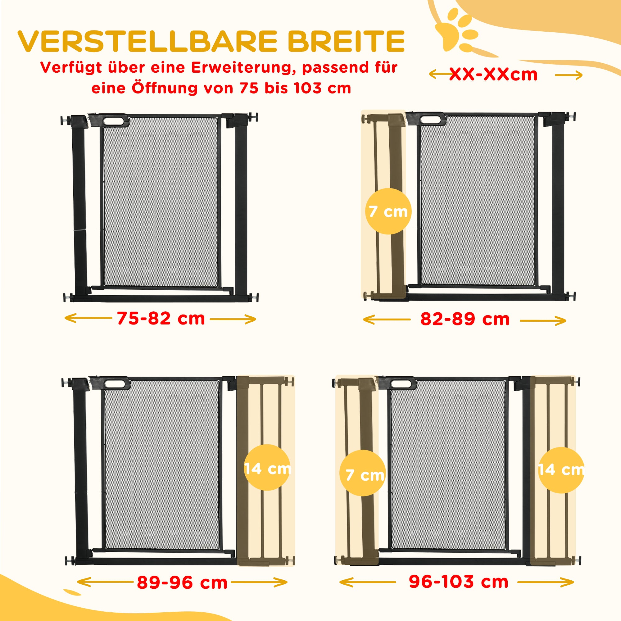 Dog Safety Gate 75-103 cm Auto-Close Stair/Pet Steel, Black