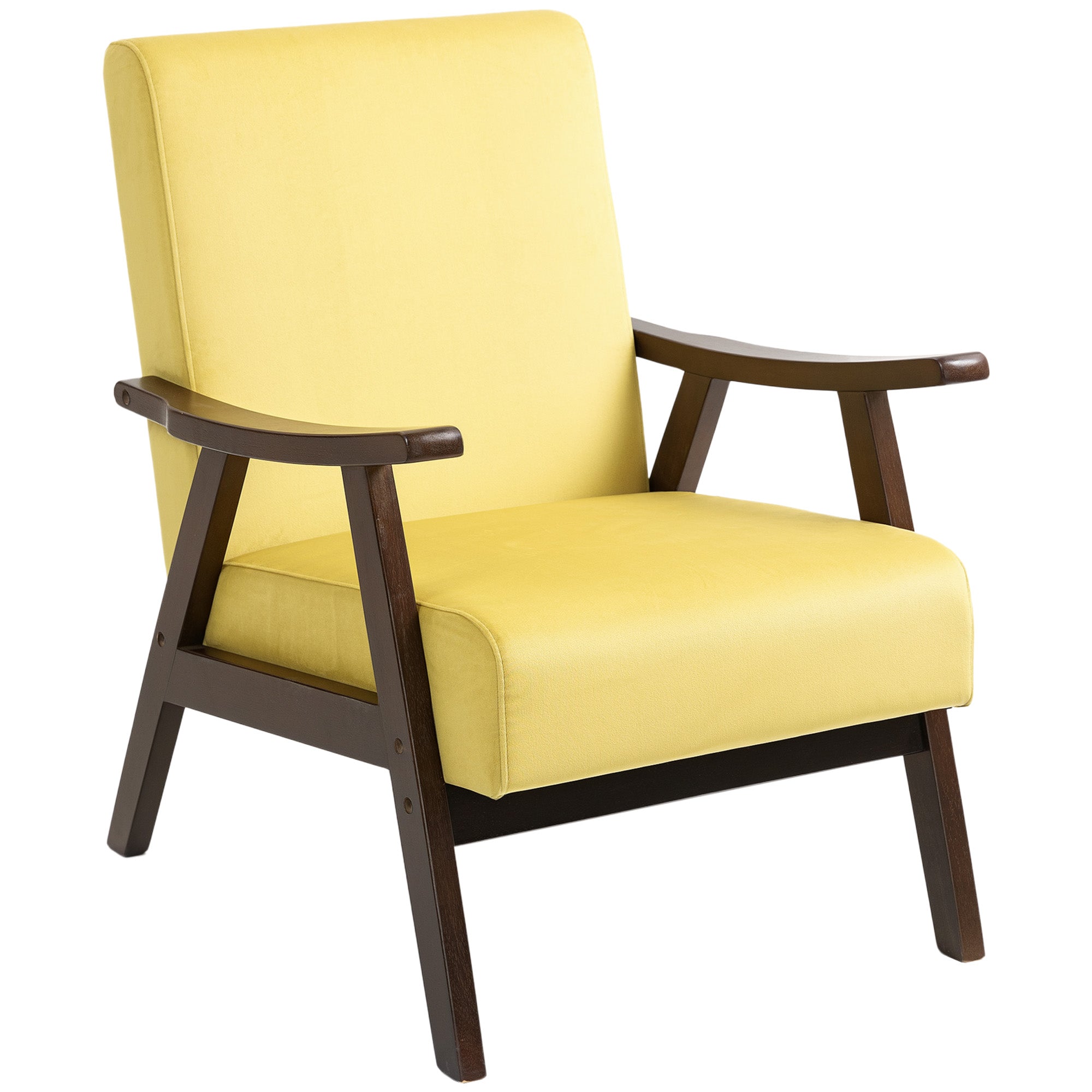 Nordic Accent Chair with Solid Wood Frame, Velvet Champagne