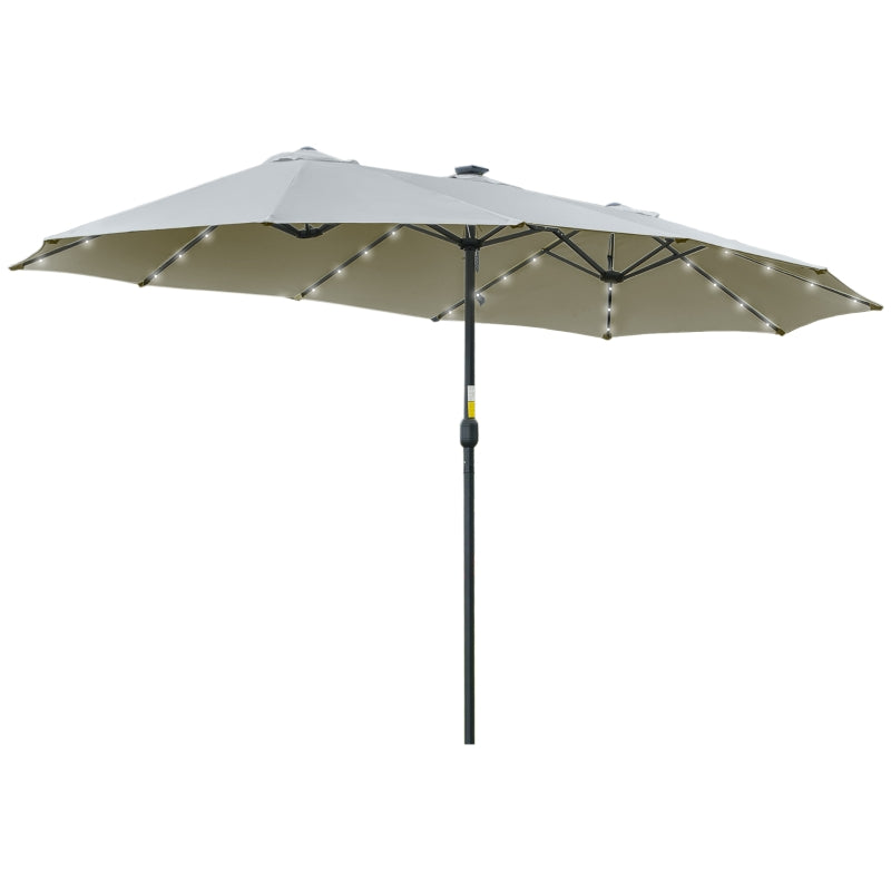 Parasol 4.5m Double LED Solar Garden Umbrella Light Grey Black