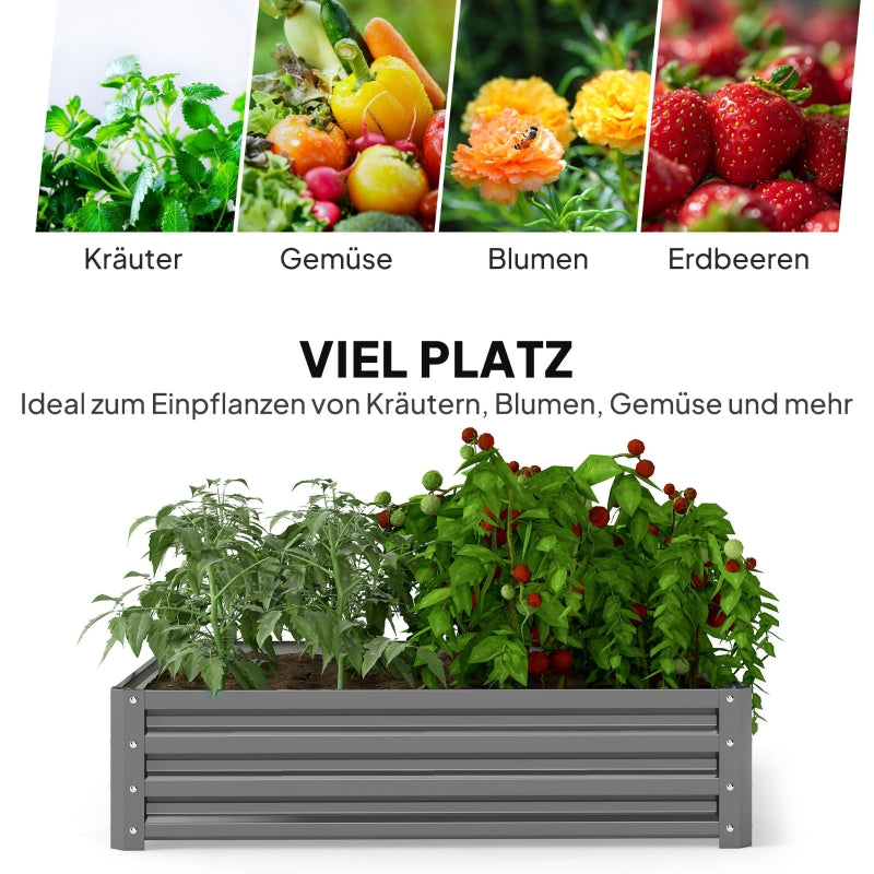 Raised Bed Planter, 120 x 120 x 30 cm, Light Gray Steel
