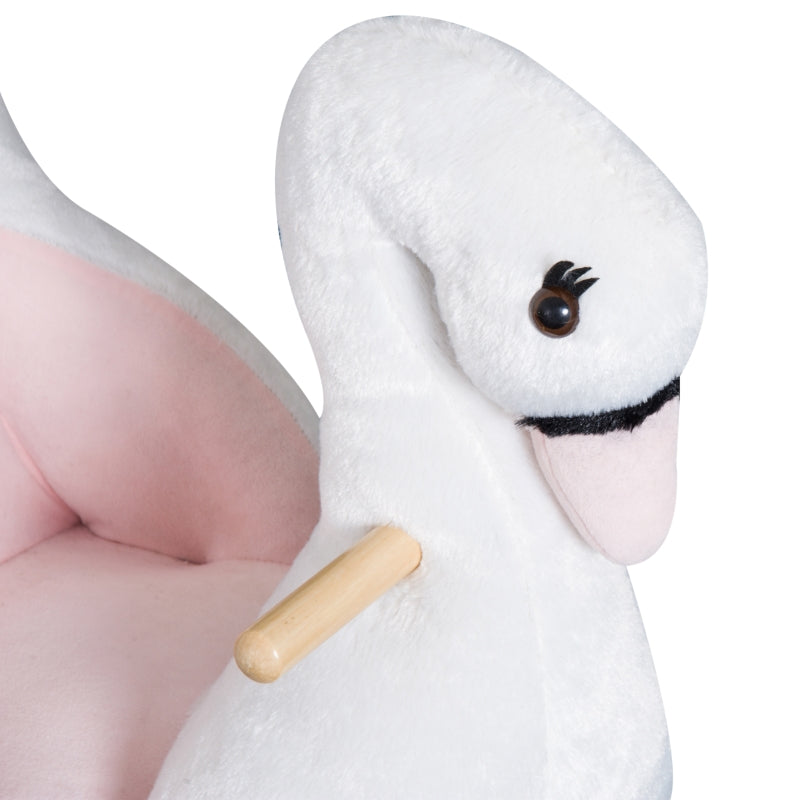 Rocking horse for children, cuddly rocking animal, pink and white