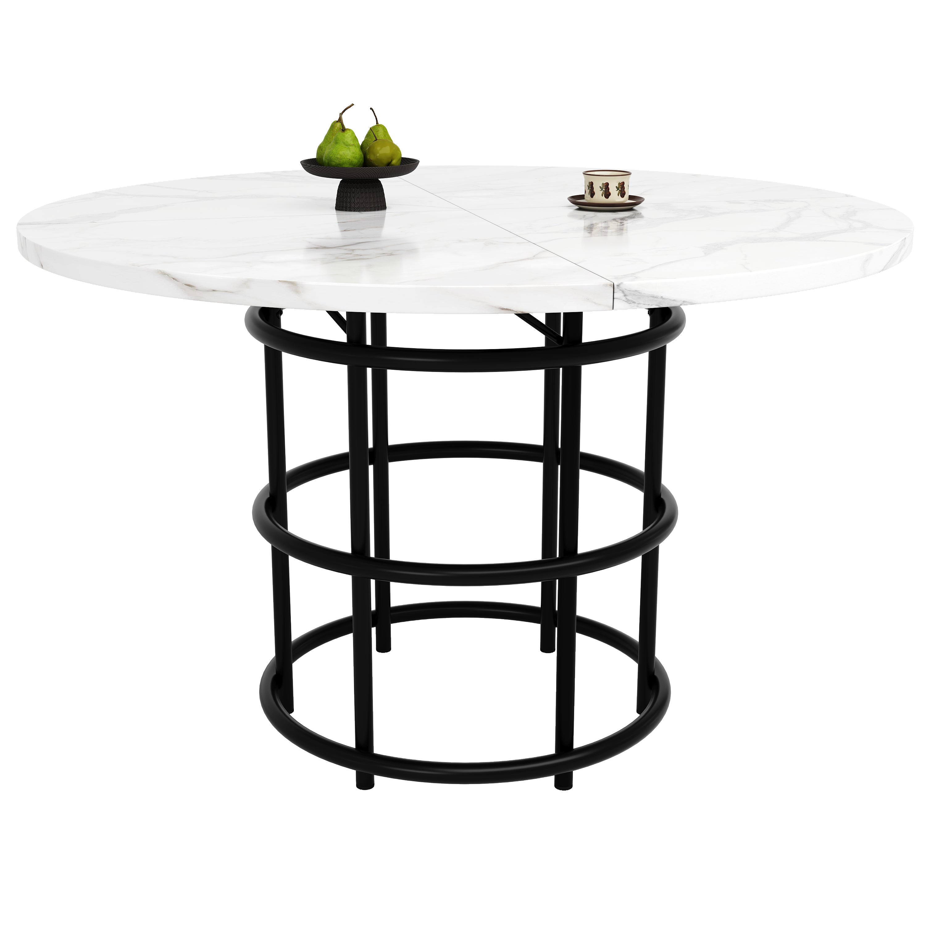 Dining Table Set 5-Piece Round 100cm White MDF/Grey Velvet