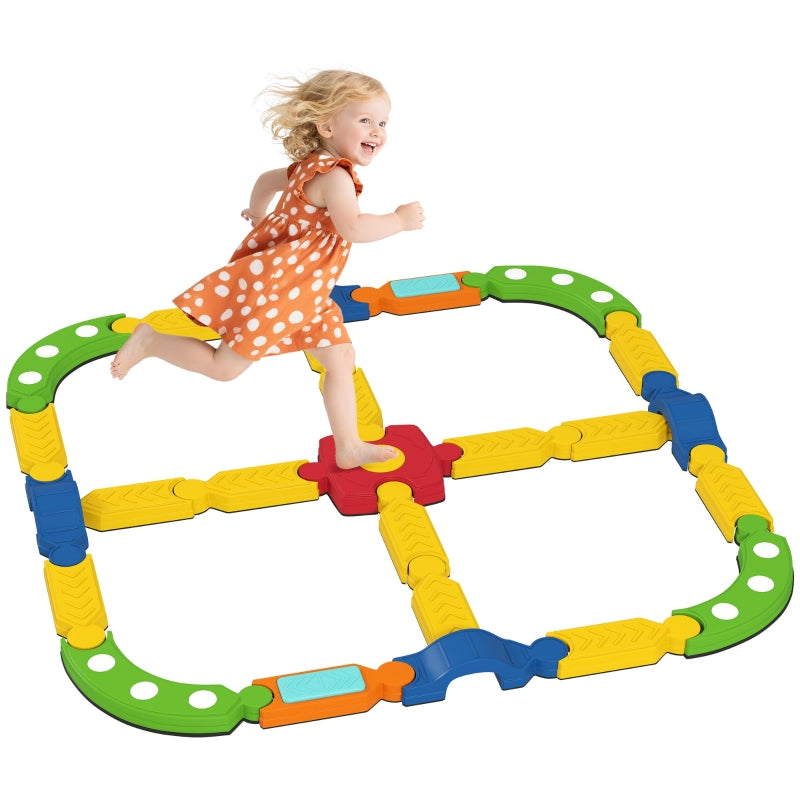 Children's Balance Beam with Interactive Non-Slip Frame, Colorful Plastic
