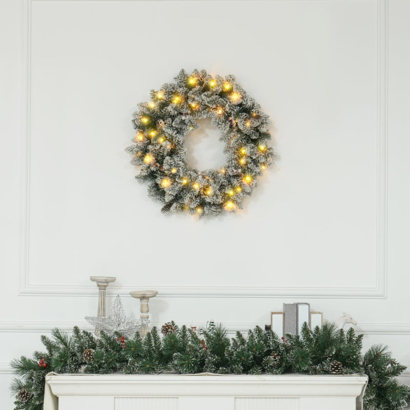 Christmas Wreath, LED Lighting, Red Berries, Green