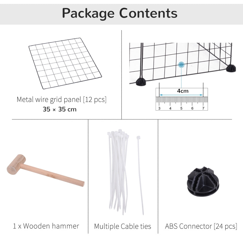 DIY Pet Playpen, 12 Panel Enclosure for Small Animals, Black Metal Wire