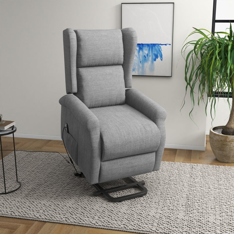 Reclining Armchair with Lift Assistance and 200kg Capacity, Grey