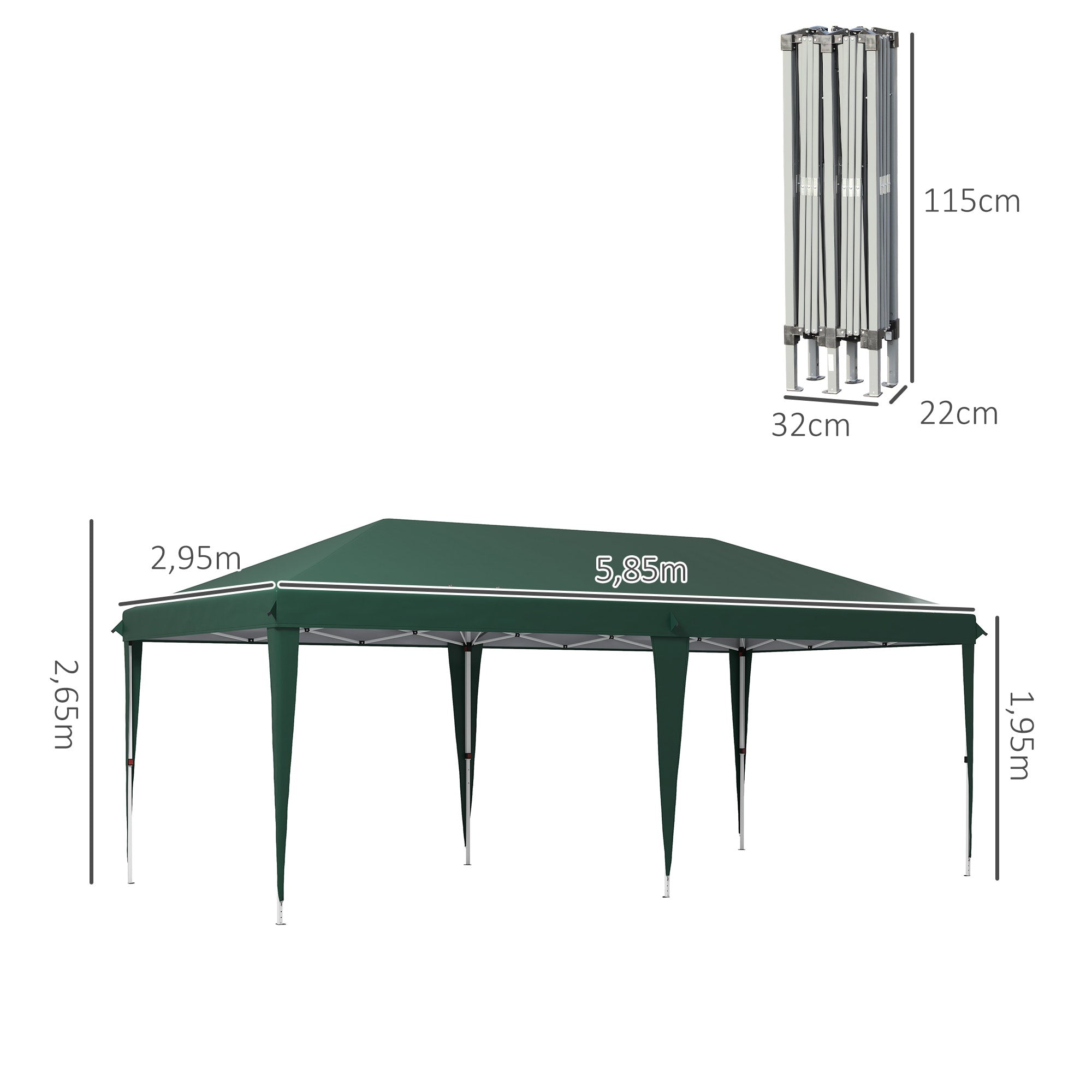 Pop-Up Gazebo 6 x 3 m Steel Frame - Green