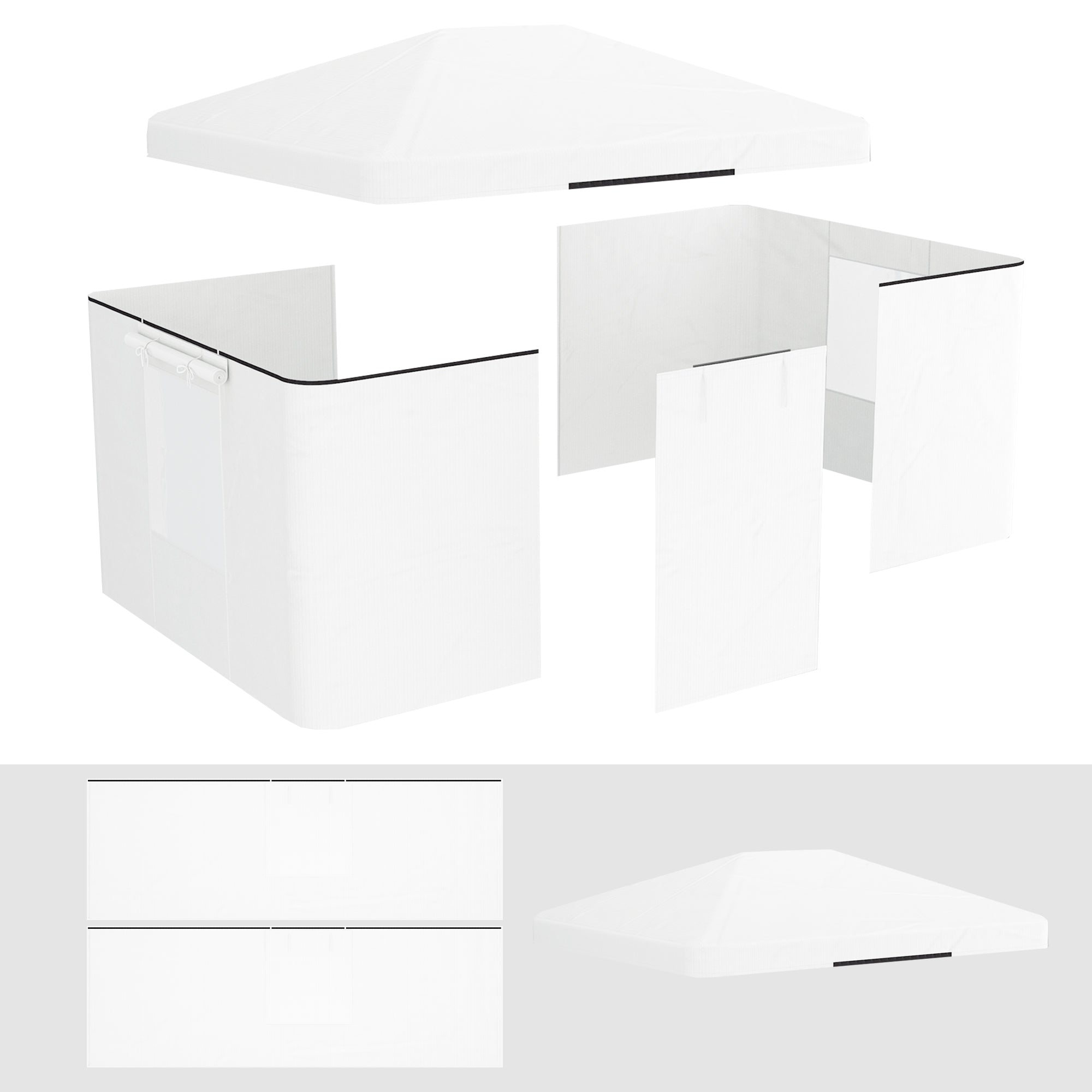 Replacement Roof Set for Gazebo, Waterproof 2 Side Walls, White