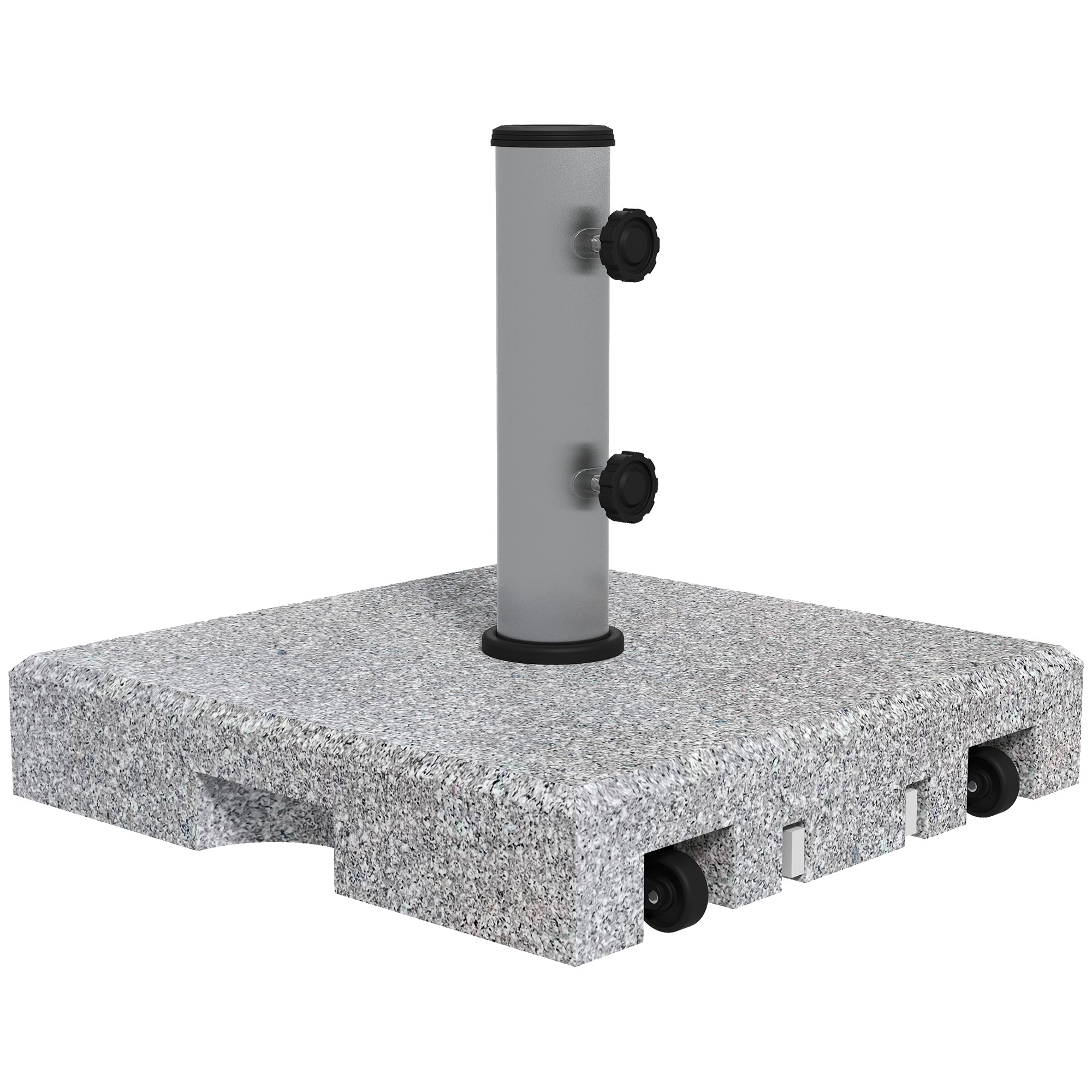 Granite Parasol Base, 28kg with Wheels, Pole Diameters 32/38/48mm, Grey