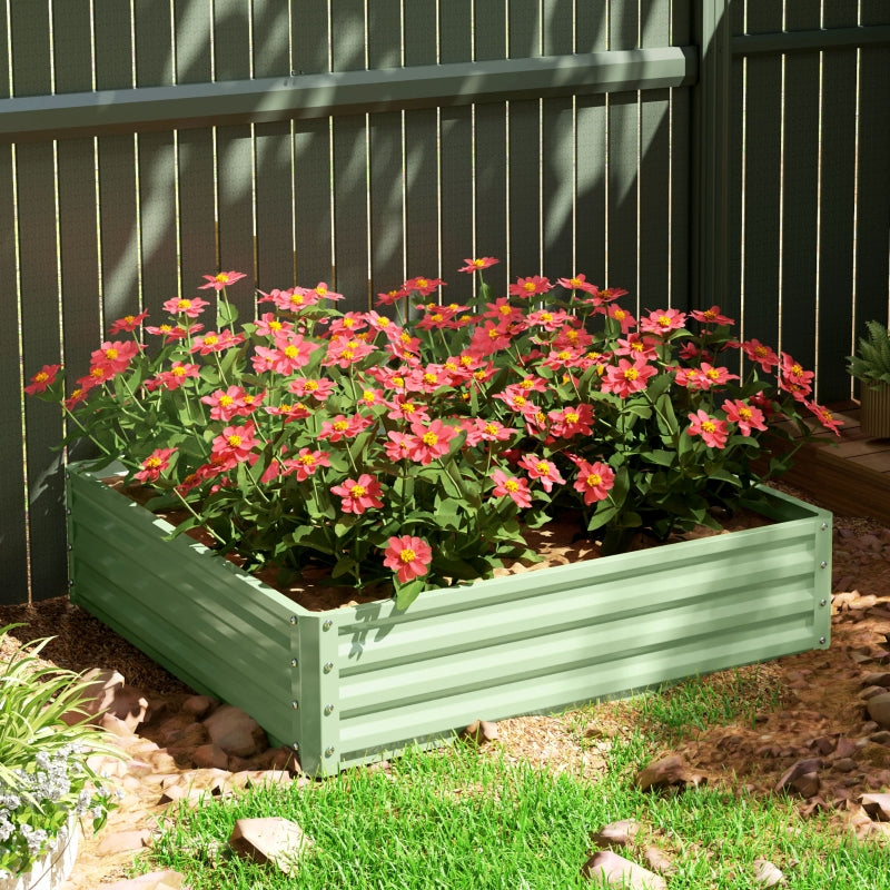 Garden Bed Planter, Steel Housing, 120 x 120 x 30 cm, Green