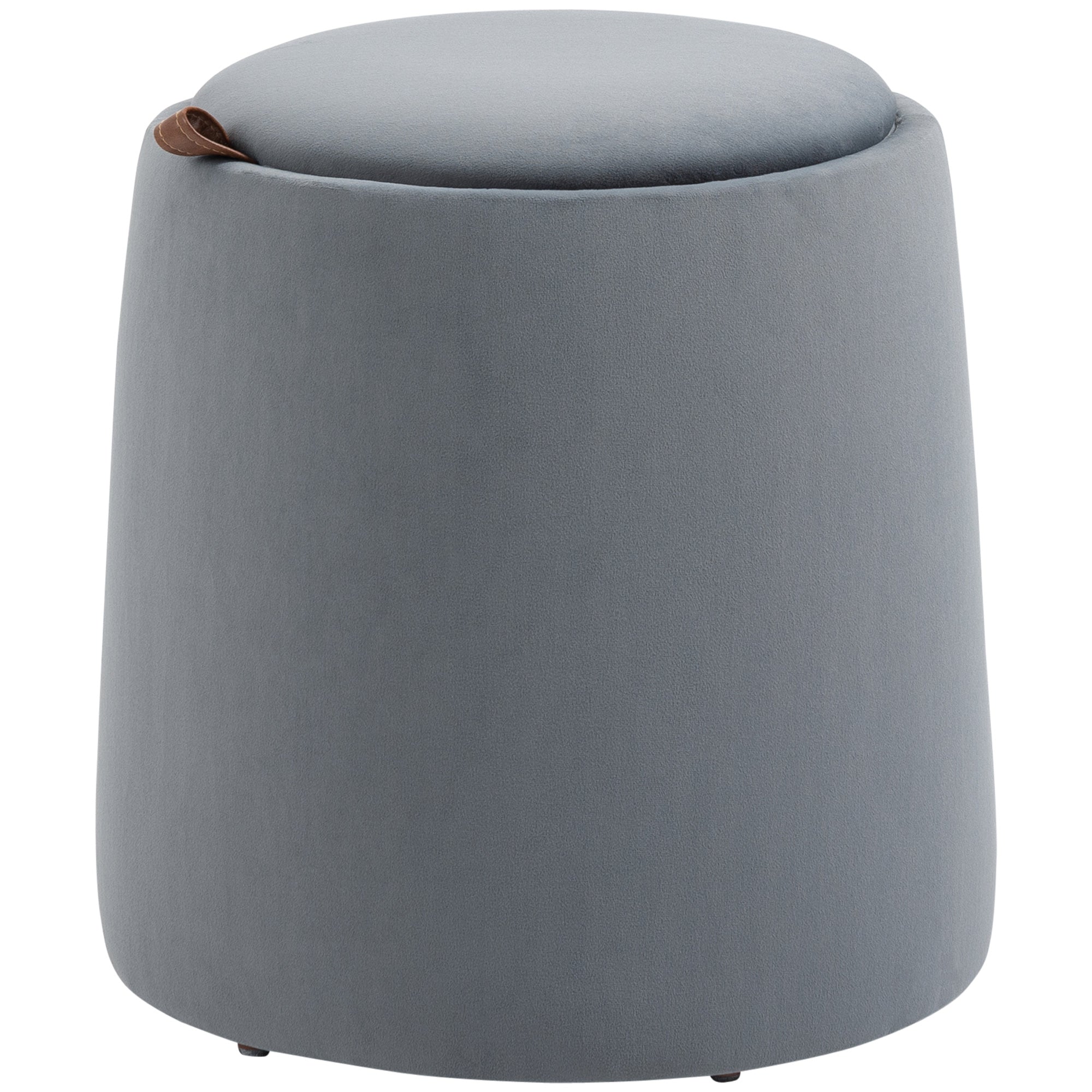 2-in-1 Ottoman with Storage, Removable Lid, Ø44cm x 47.5cm, Gray Velvet