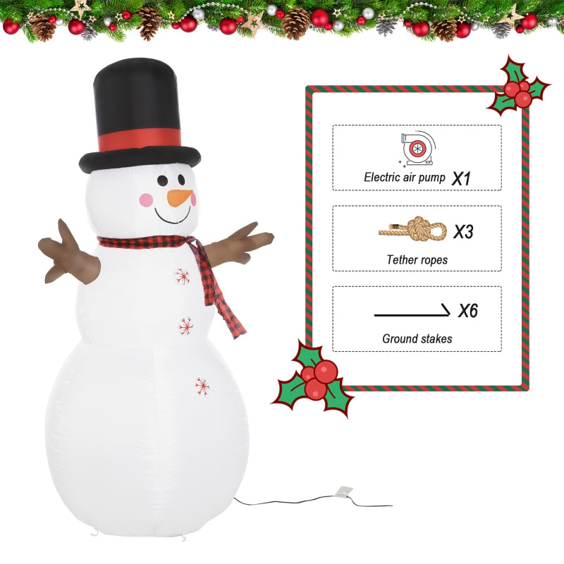 Inflatable Snowman, Giant 6ft Christmas Decoration with LED Lights, Outdoor Indoor