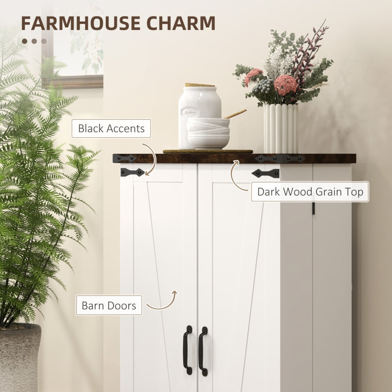 Multi-Storage Cabinet Farmhouse Style with Adjustable Shelves White