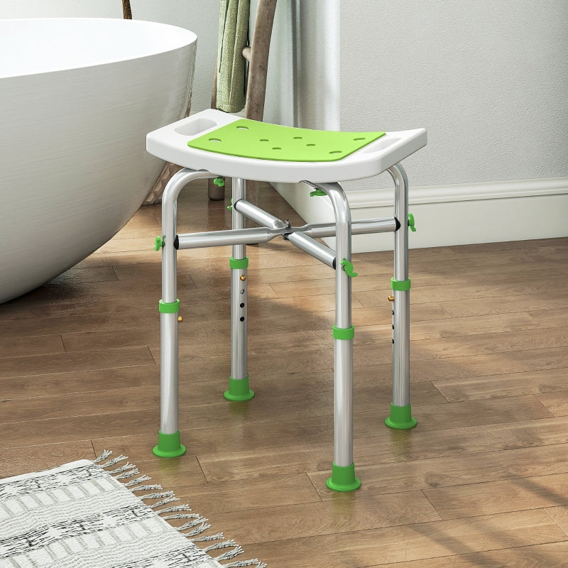 Shower/Bath Stool 44-51.5cm Adjustable Height Aluminium Frame Green