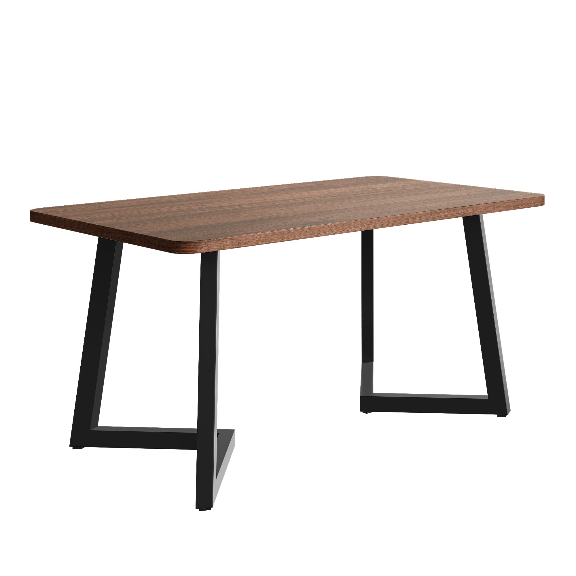 Dining Table 117x68cm Rectangular Metal Frame Wood Grain, Black/Walnut Color