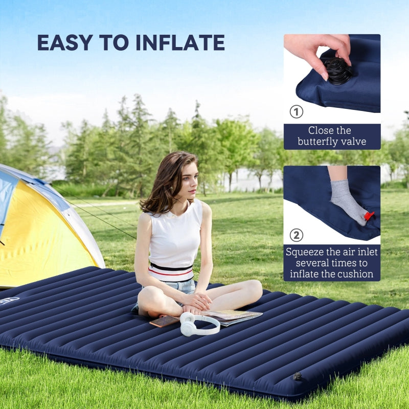 2 Person Inflatable Camping Mattress - Navy Blue