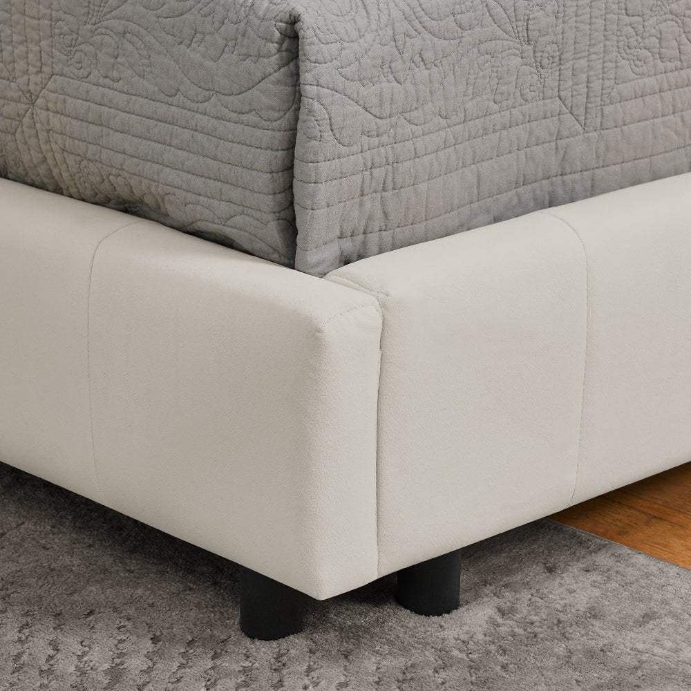 Single Bed 90x200cm High Back Velvet Beige