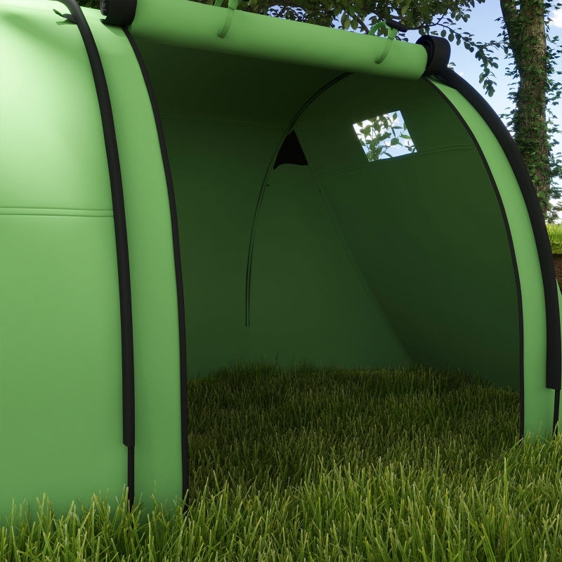 Four Man Duo Room Tunnel Tent, Accessories Included - Green Polyester