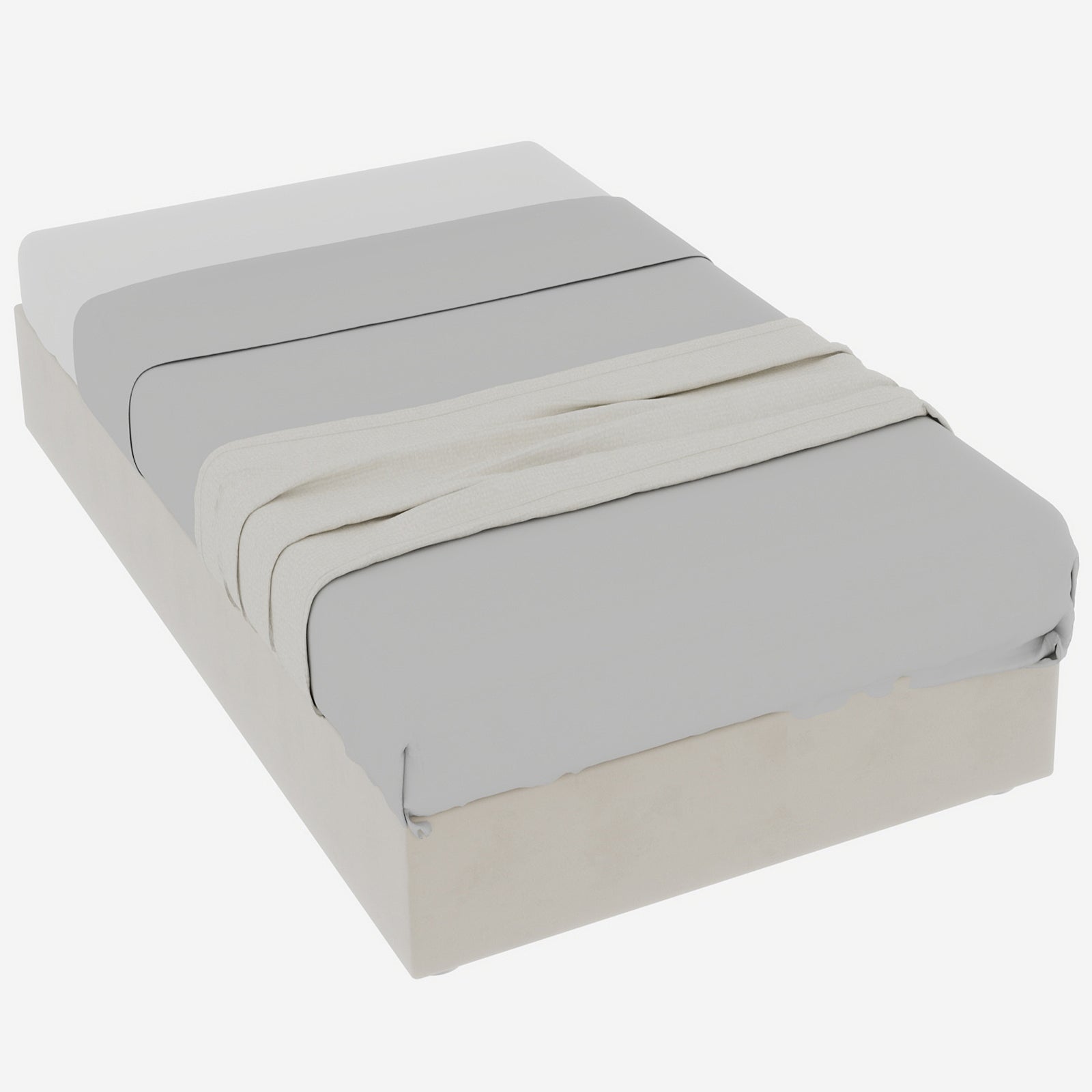 Modern Minimalist Bed Frame, Gas Lift Piston, 90x200cm, Beige Dutch Velvet