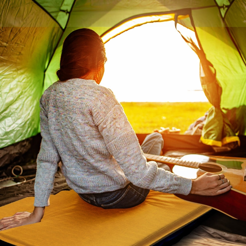 Single Sleeping Pad, Self-Inflating Inflatable Mattress, Khaki