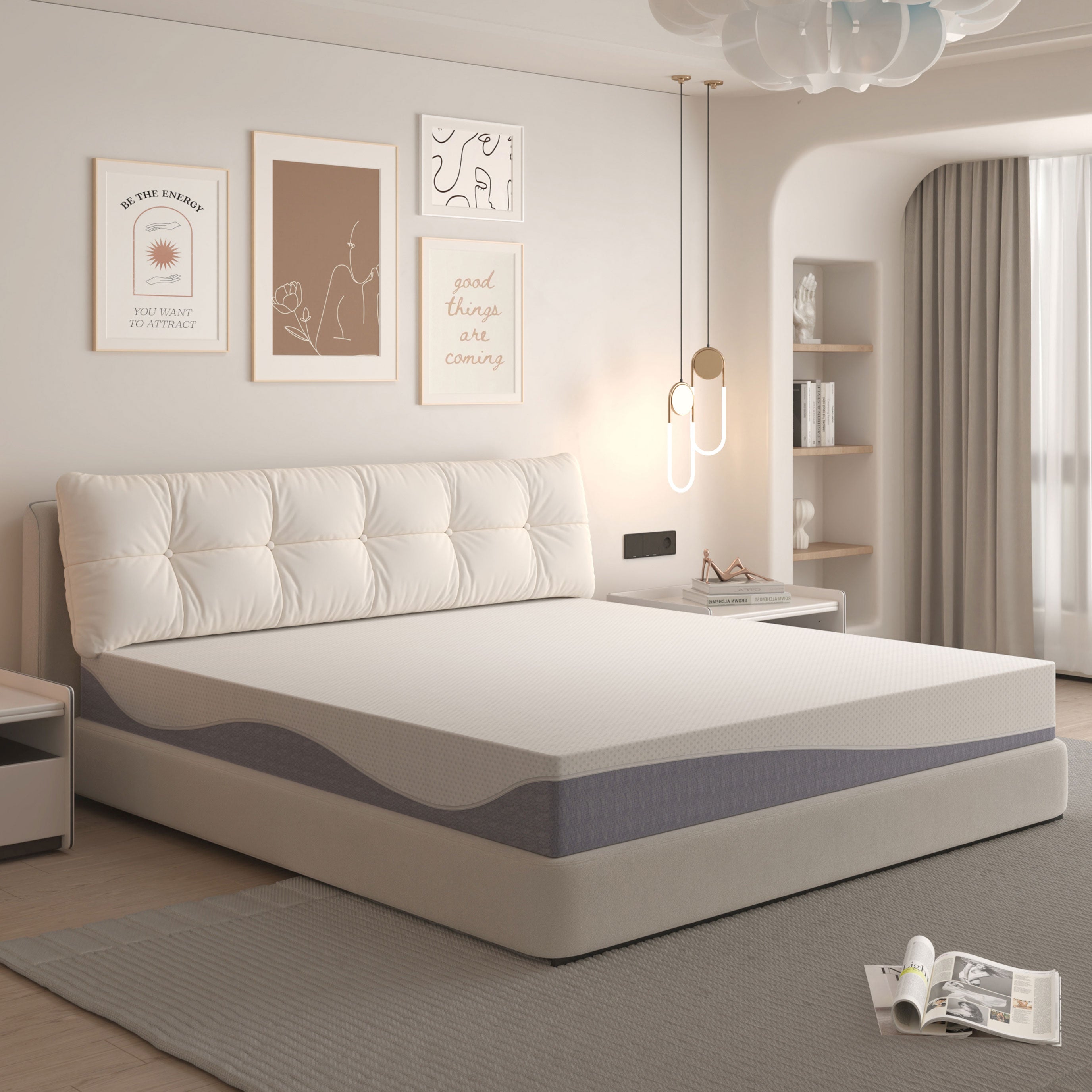 Foam Mattress 140x200 cm Medium Firmness Oeko-TEX Certified Grey/White Fabric