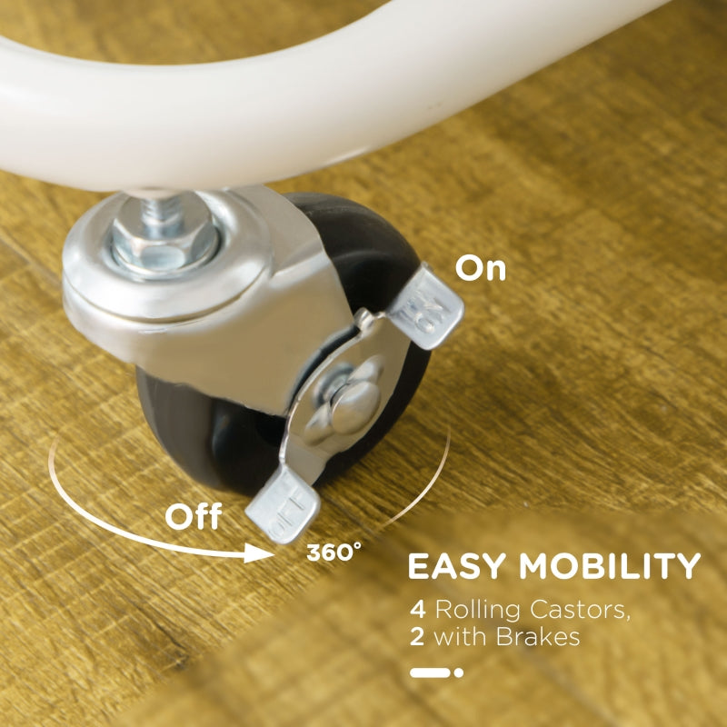 Three-Tier Home Trolley, Handle and Wheels Storage - White