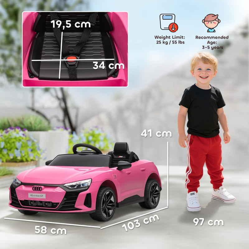 Children's Electric Car 12V with Remote Control, 2 Motors, 4 Suspended Wheels, Pink