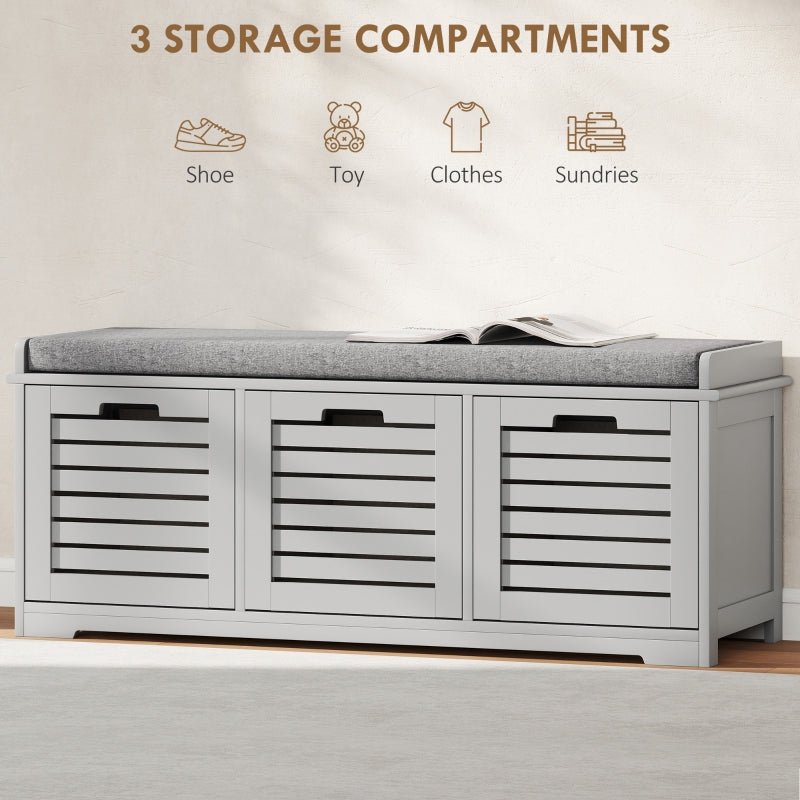 3-Drawer Shoe Storage Bench - Grey