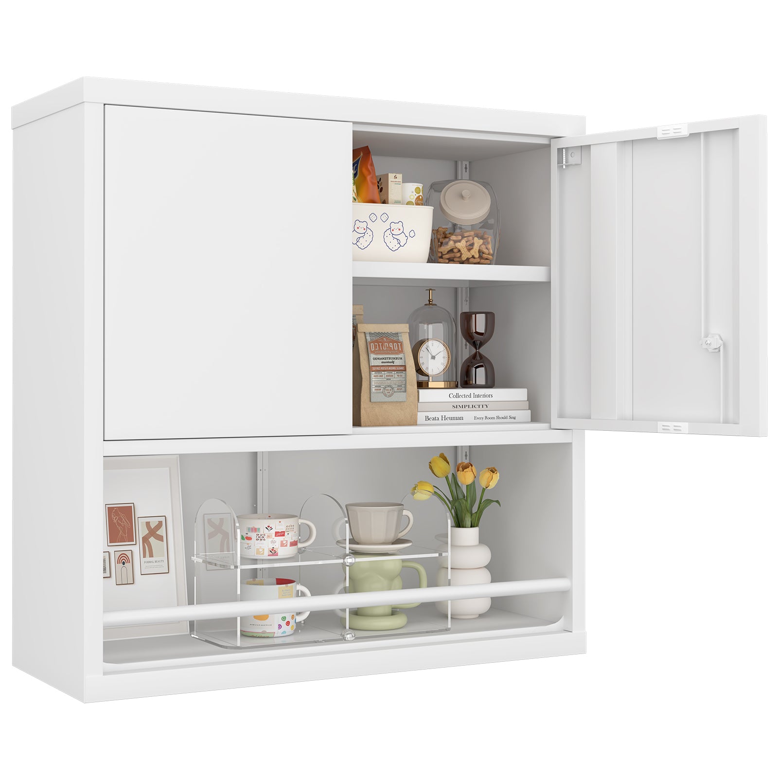 Metal Storage Cabinet with 2 Doors and Adjustable Shelves, Black Steel