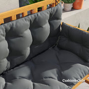 3-Seater Bench Cushion, 180x110x8 cm, with Ties, Dark Grey + Black