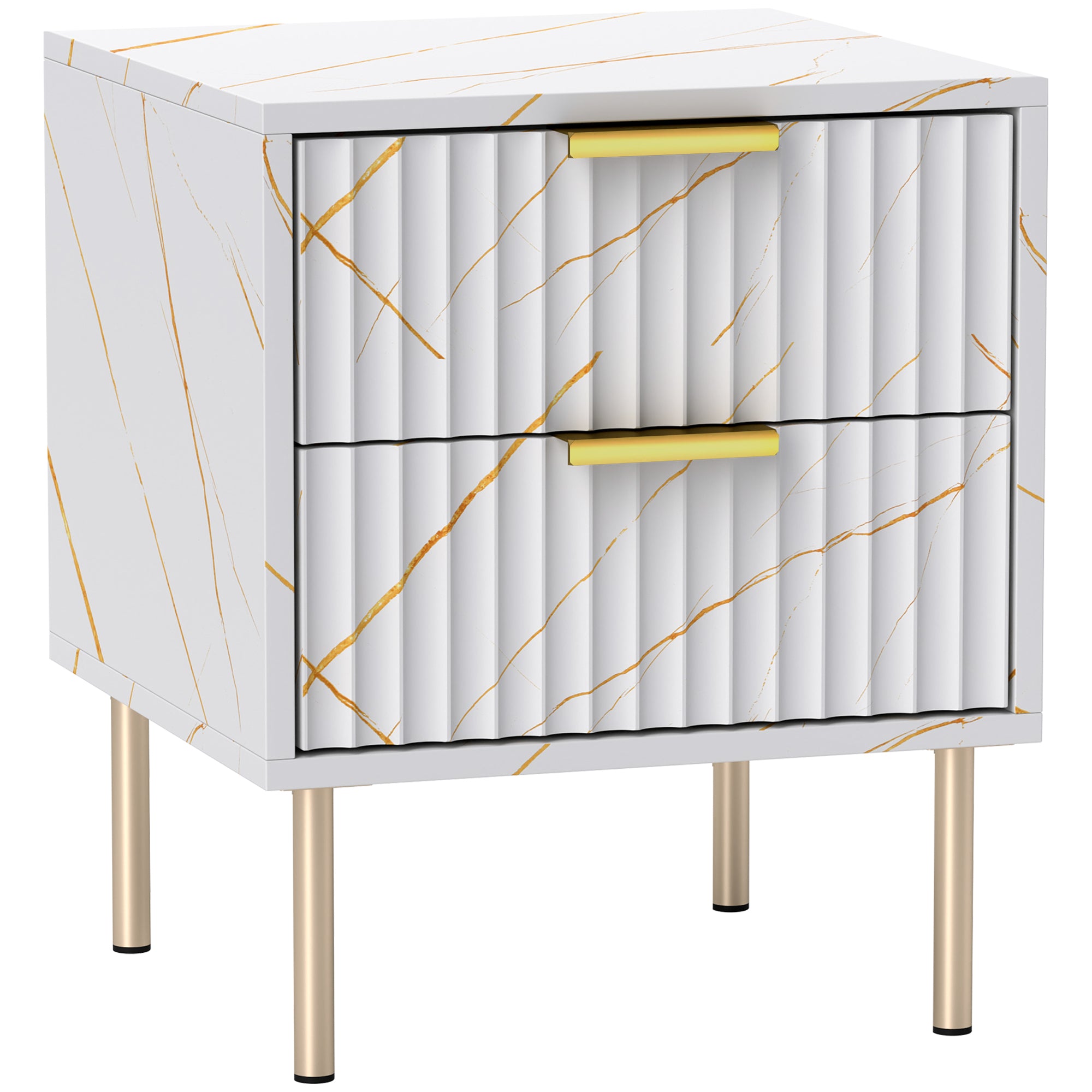 Bedside Table Two-Drawer Elegant - White
