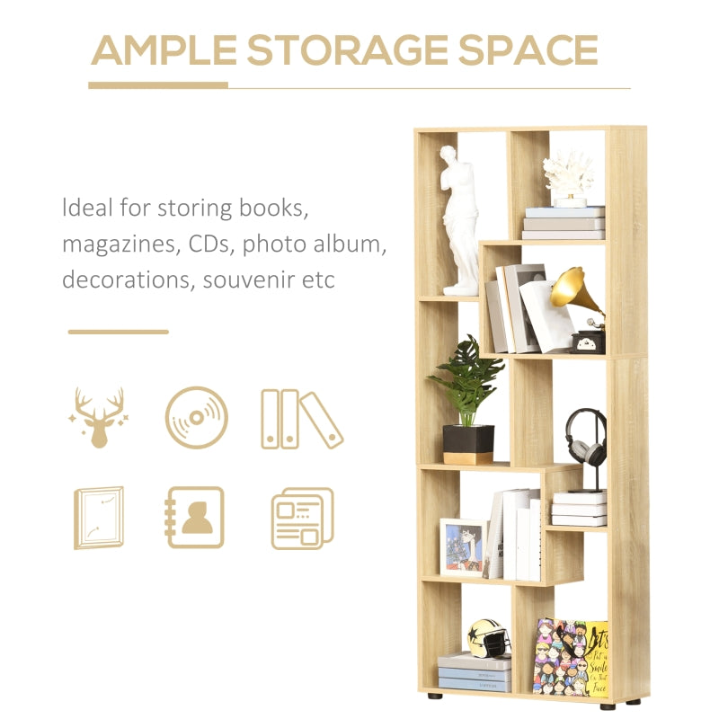 8-Cube Bookcase Tall Display Storage Shelf Natural Engineered Wood