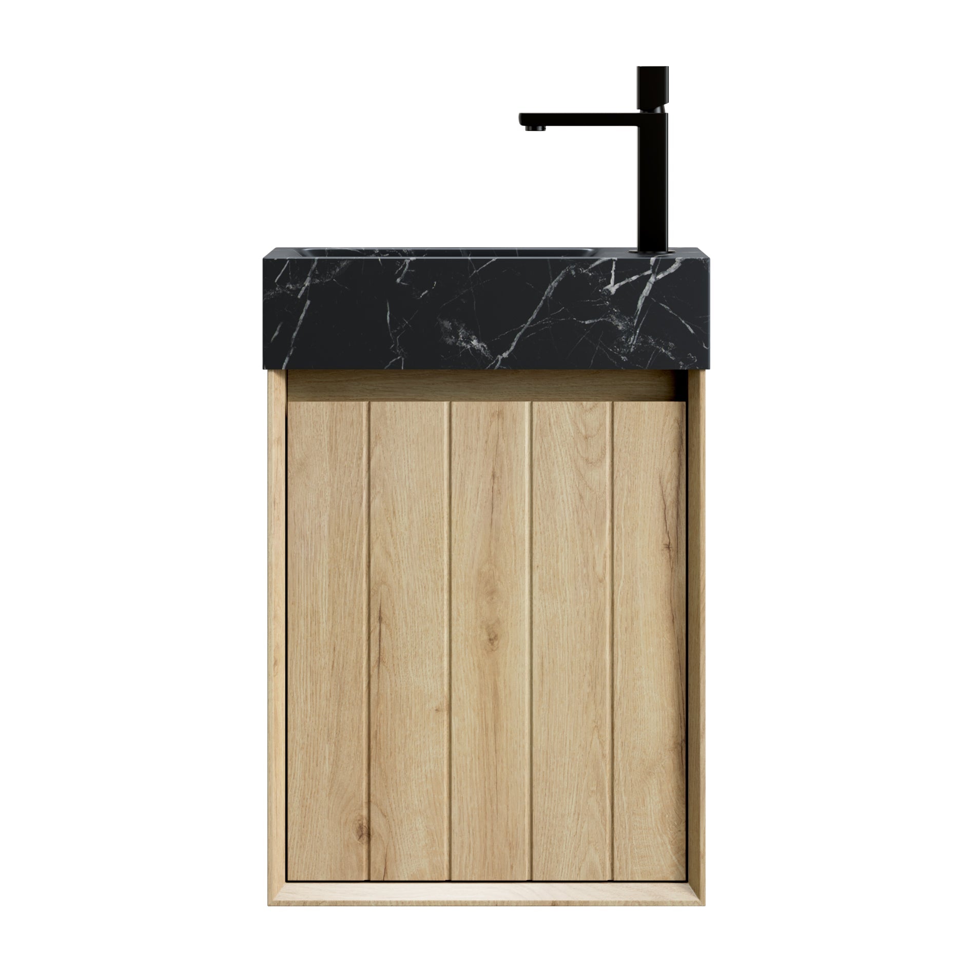 VITO 40cm Wall Mount Bathroom Vanity with Undermount Sink, Black Marble