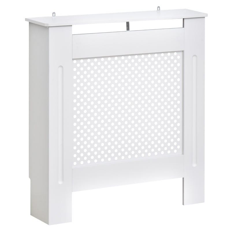 Modern Radiator Cover Small Grill Style Diamond Design Wooden Heating Cabinet, Painted White