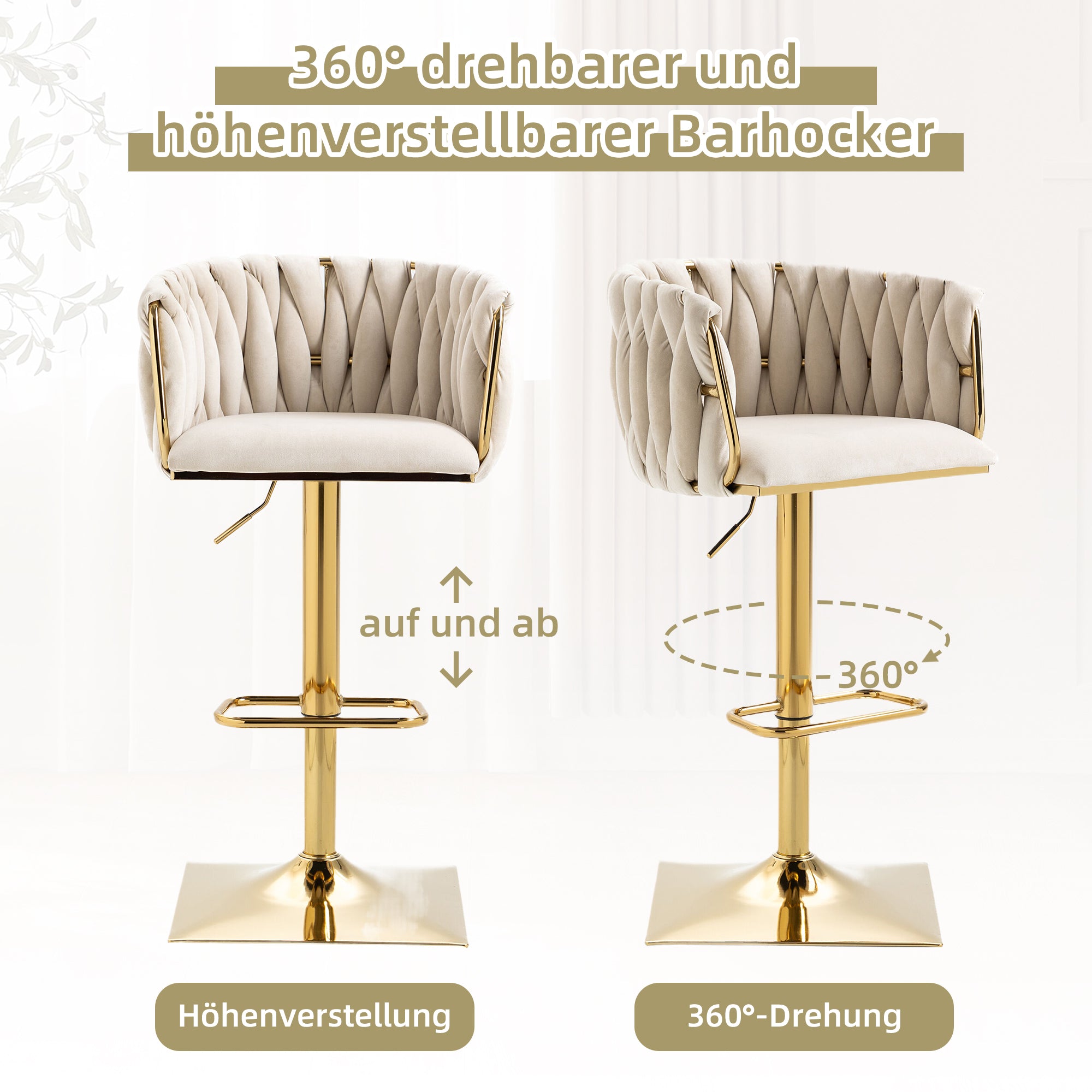 Vintage Bar Stool, Counter Height Dining Chair with Backrest & Footrest